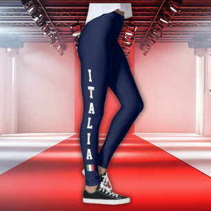 Navy Leggings med Vertikal Italia & Italienska Fla
