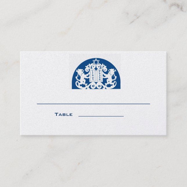 Navy Lejon Pub Mitzvah Place Card Placeringskort (Framsida)