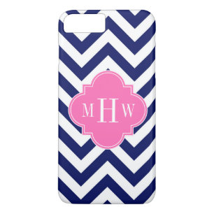 Navy Lg Chevron Shock rosa #2 Quatrefoil 3 Monogra