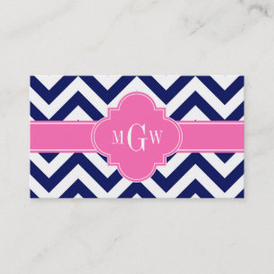 Navy Lg Chevron Shock rosa #2 Quatrefoil 3 Monogra Visitkort