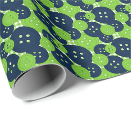 Navy & Lime Knappar Gingham - Hantverk & Sytrumma Presentpapper