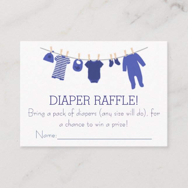 Navy Little Clothes Diaper Raffle Biljett Tilläggskort (Framsida)