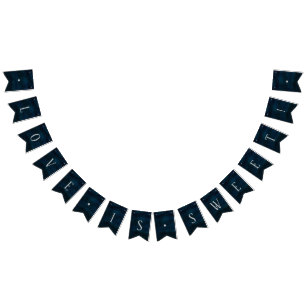 Navy Luster Mörk blått Kärlek är Sweet Bröllop Vimplar