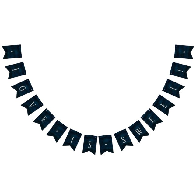 Navy Luster Mörk blått Kärlek är Sweet Bröllop Vimplar (Alla)