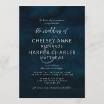 Navy Luster Mörk blått Silver Simple Modern Bröllo