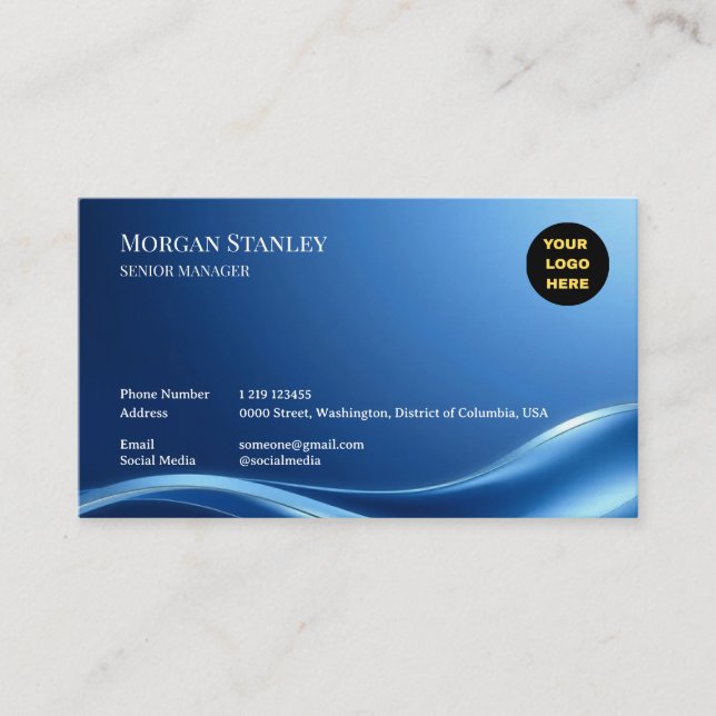 Navy Luxury Business Card Design Visitkort (Framsida)