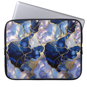 Navy Marble Laptopfodral Guldådrad Fodral