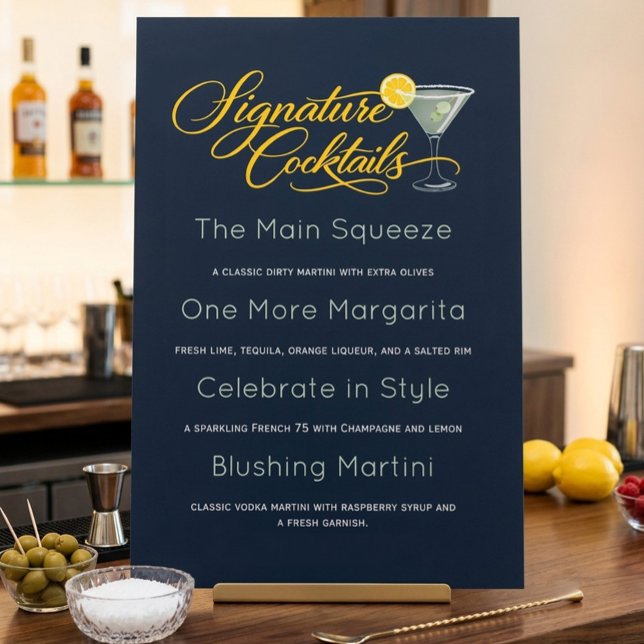 Navy Margarita Martini Cocktail Meny Skylt  (Skapare uppladdad)