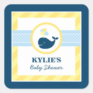 Navy Marin Val Baby Shower Fyrkantigt Klistermärke