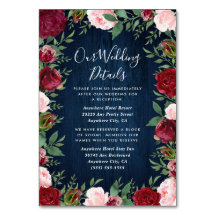 Navy Marsala Land Rustic Bröllop Infoga kort