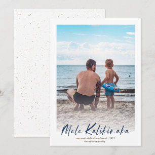 Navy Mele Kalikimaka Minimal Photo jul Julkort