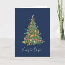 Navy Merry och Bright Julgran Helgkort