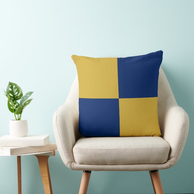 Navy & Metallic Gold Square Box Stylish Pattern Kudde (Stol)