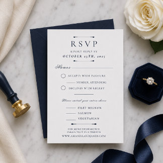 Navy Minimal Lyx Bröllops-RSVP-kortmall OSA Kort
