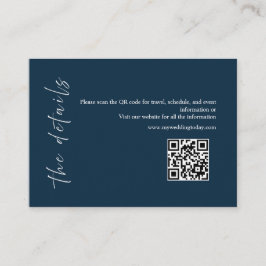 Navy minimalist bröllopsdetaljkort tilläggskort