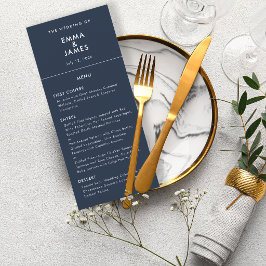 Navy Minimalistisk Bröllopsmeny | QR | Elegant Meny