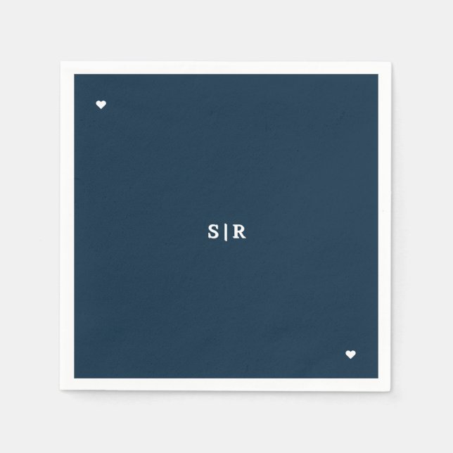Navy Minimalistisk Bröllopsservett  Pappersservett (Framsidan)