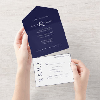 (NAVY) Minimalistisk inbjudan till Elegant bröllop