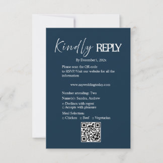 Navy minimalistiskt bröllop RSVP-kort OSA Kort