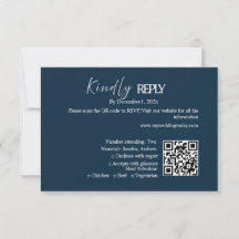 Navy minimalistiskt bröllop RSVP-kort