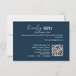 Navy minimalistiskt bröllop RSVP-kort OSA Kort