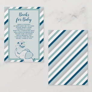 Navy & Mint Elefant Baby Shower Böcker för Bebis Tilläggskort