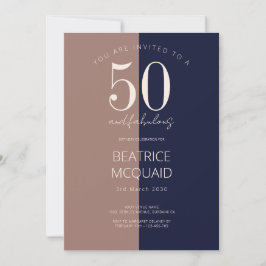 Navy & Mocha | 50 och Fabulös Födelsedagsfest Inbjudningar