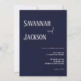 Navy Modern Elegant Wedding Invitation Inbjudningar