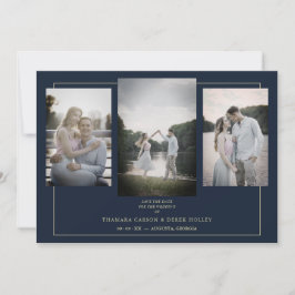 Navy Modern Gold 3 Photos Sophisticated Wedding
