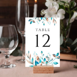 Navy Modern Greenery Rustic Bröllop Bordsnummer