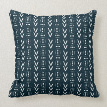Navy Modern Pilspets Mud Cloth Tryck Accent