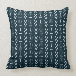Navy Modern Pilspets Mud Cloth Tryck Accent Kudde
