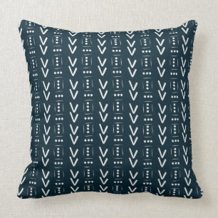 Navy Modern Pilspets Mud Cloth Tryck Accent Kudde