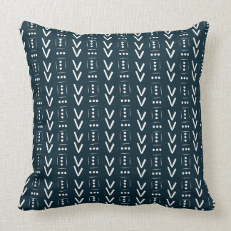 Navy Modern Pilspets Mud Cloth Tryck Accent Kudde