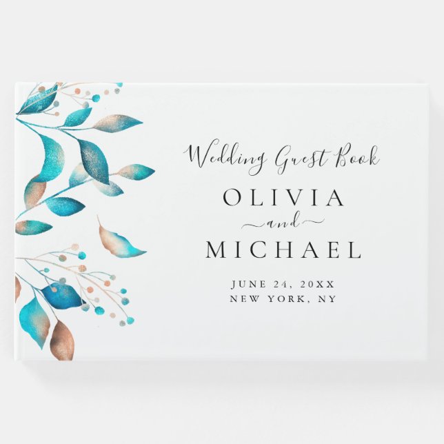 Navy Modern Rustic Bröllop Gästböcker (Framsida)