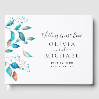 Navy Modern Rustic Bröllop Gästböcker