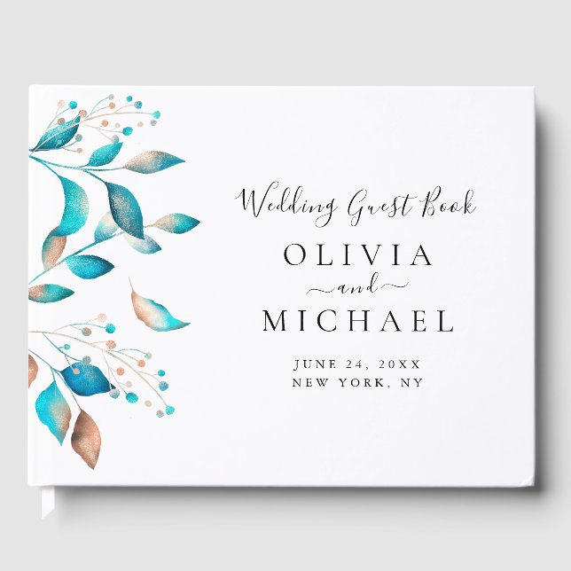 Navy Modern Rustic Bröllop Gästböcker (Framsida)