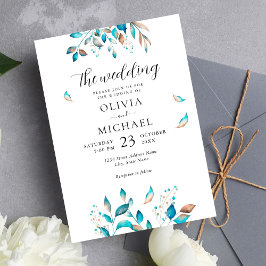 Navy Modern Rustic Bröllop Inbjudningar