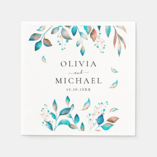 Navy Modern Rustic Bröllop Pappersservett