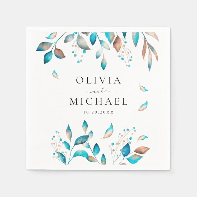 Navy Modern Rustic Bröllop Pappersservett (Framsidan)