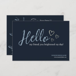 Navy Modern Script QR Code, Tack Business Tilläggskort