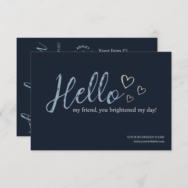 Navy Modern Script QR Code, Tack Business Tilläggskort (Fram/baksida)