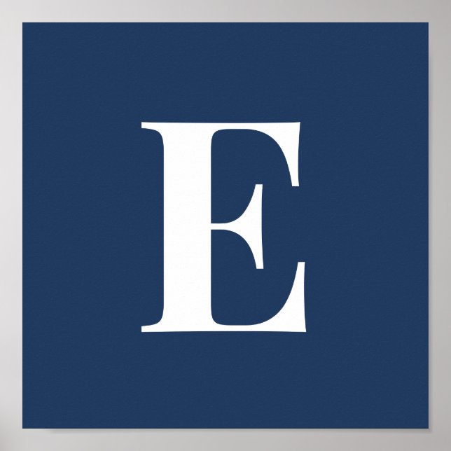 Navy Monogram Bokstav Poster | Personlig Initial (Framsidan)