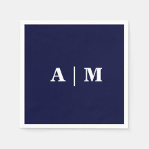 Navy Monogram Bröllop Cocktail