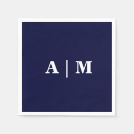 Navy Monogram Bröllop Cocktail Pappersservett