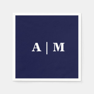 Navy Monogram Bröllop Cocktail Pappersservett