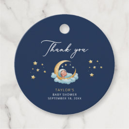 Navy Moon Stars Celestial Baby Shower Gåvor Etiketter