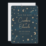 Navy Mystical Guld Stjärnor Måne Astronomi Bröllop Spara Datumet<br><div class="desc">Navy Mystical Guld Stjärnor Måne Astronomi Bröllop</div>