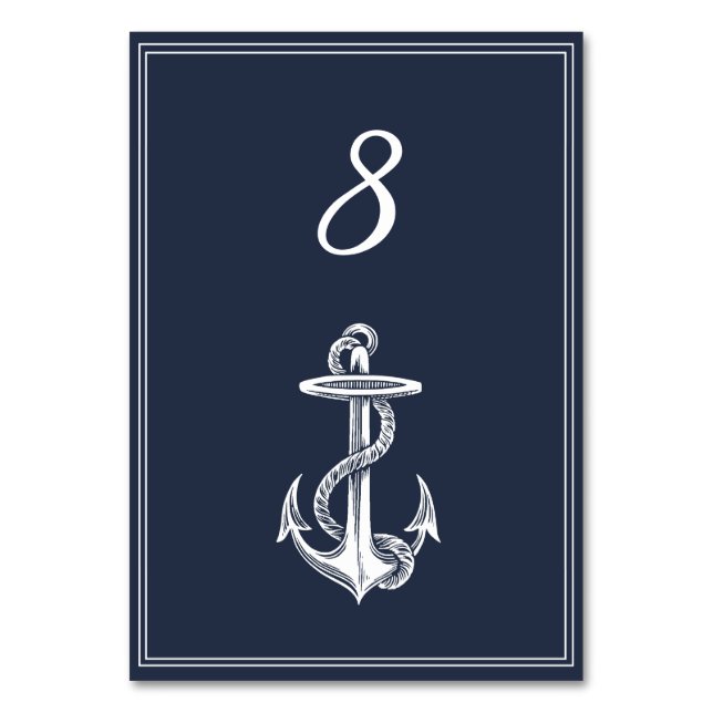 Navy Nautical Anchor-Bordsnummer Card Bordsnummer (Framsidan)