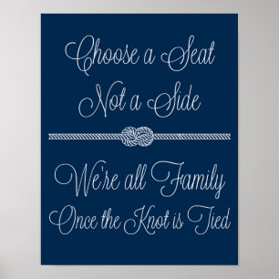 Navy Nautical Knot Välj sätet inte sida vid tecken Poster
